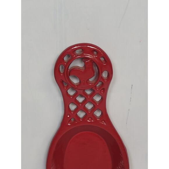 Vintage Spoon Rest Red Cast Iron Rooster, Country Kitchen - Picture 2 of 3